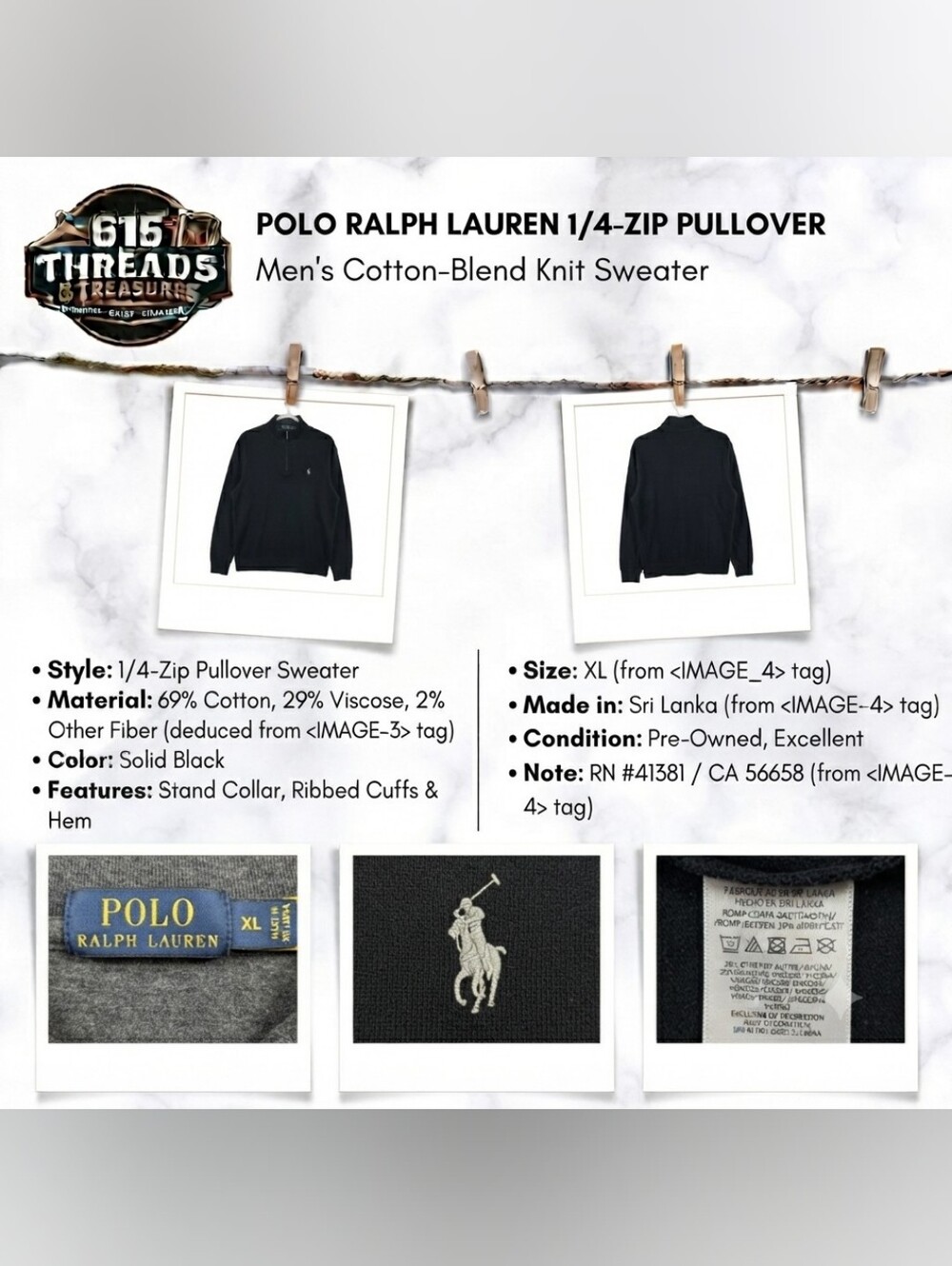 Polo by Ralph Lauren Black and Gray Crewneck Sweatshirt